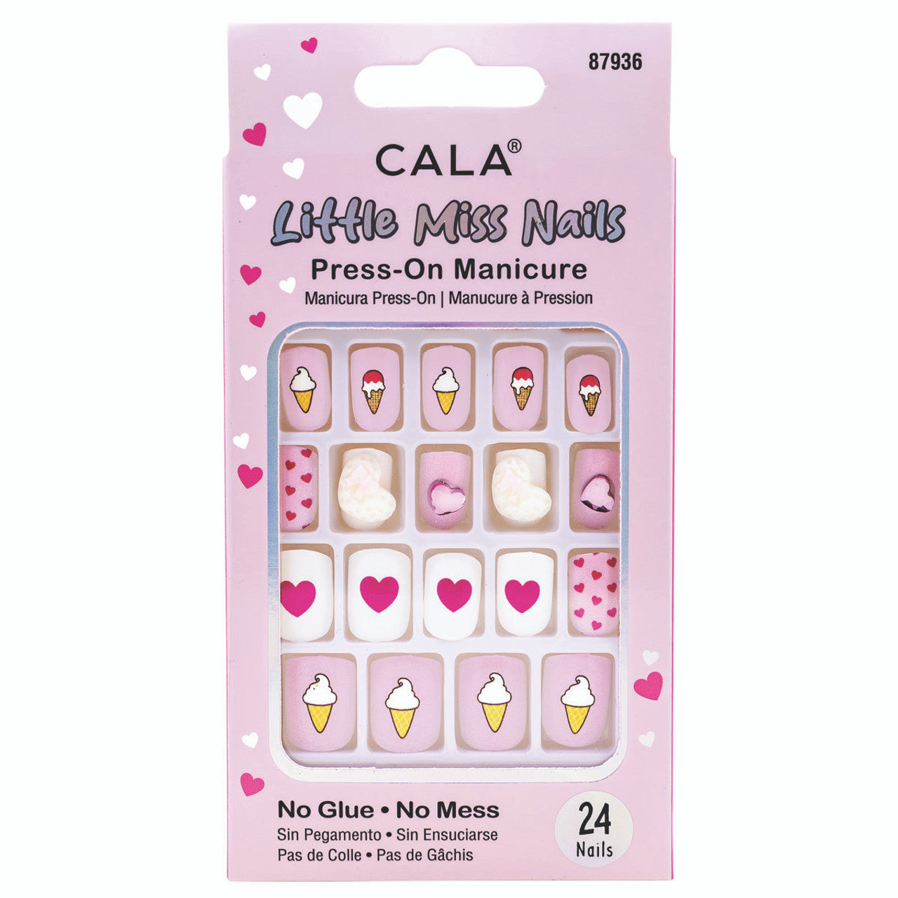 CALA Little Miss Nails Press-On Manicure - Light Pink/White