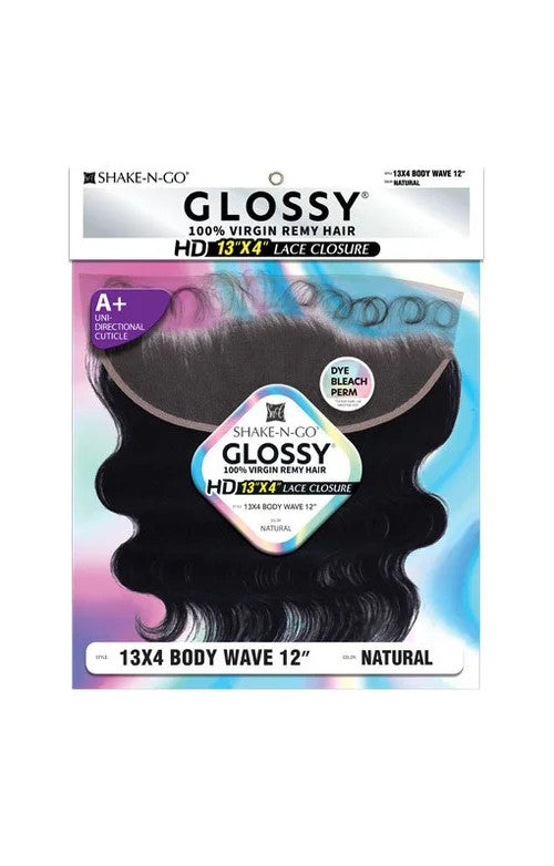 SHAKE N GO Glossy 100% Virgin Remy Hair 13X4 HD Lace Closure - Body Wave 12"