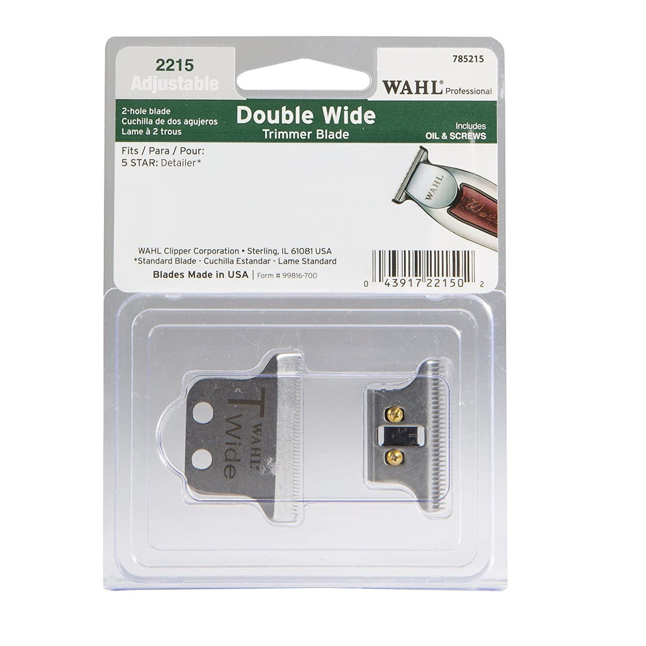 WAHL Adjustable Double Wide Trimmer Blade, 2215