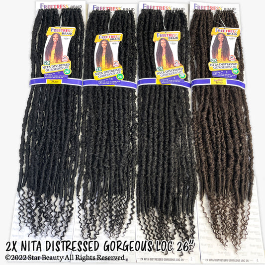 SHAKE N GO FreeTress Synthetic Hair Crochet Braids - 2X Nita Distressed Gorgeous Loc 26"