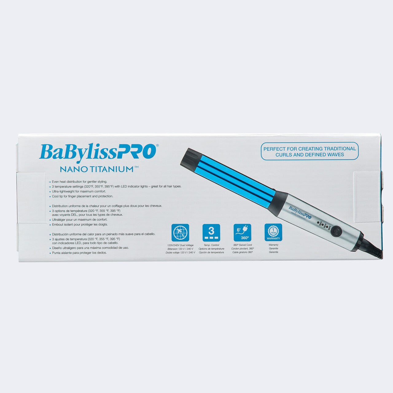 BaBylissPRO Nano Titanium Compact 1" Curling Wand