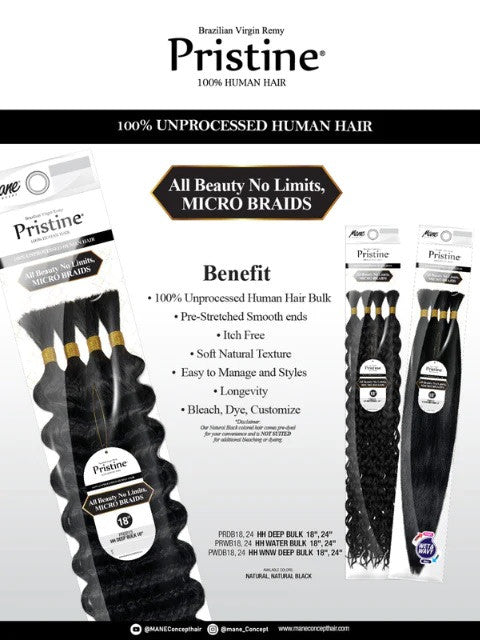 MANE CONCEPT Pristine 100% Human Hair Wet & Wavy Deep Bulk (18"- 24")