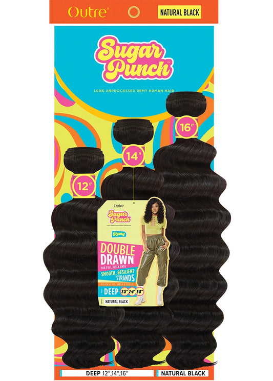 Outre 100% Unprocessed Remy Human Hair Weave - Sugar Punch Multi Pack (Deep Wave)