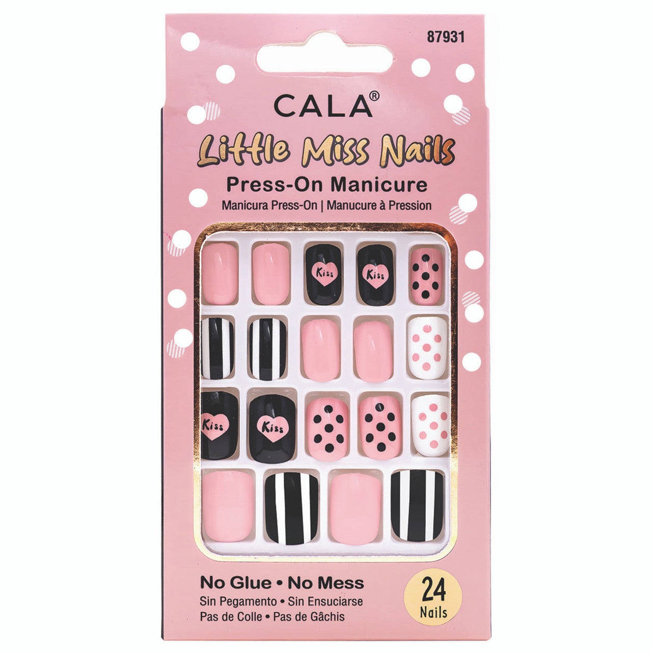 CALA Little Miss Nails Press-On Manicure - Black/Pink