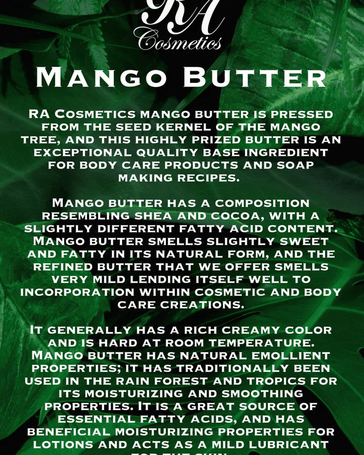 RA Cosmetics 100% Raw Mango Butter - Solid (Unscented)