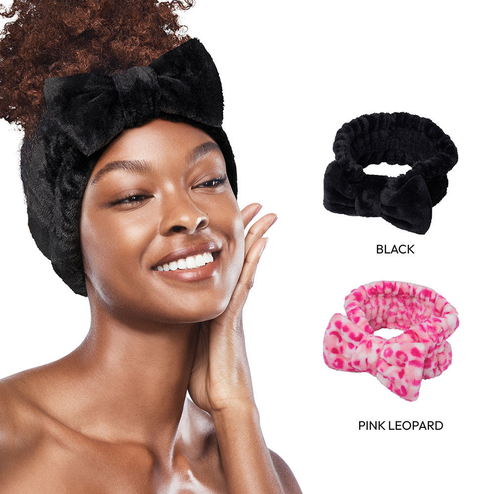 RED Plush Spa Headband (Pink Leopard)