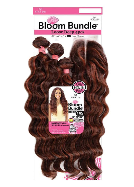 Mayde Beauty Synthetic Bloom Bundle Weave - Loose Deep 4PCS (18"20"22"+ Closure)