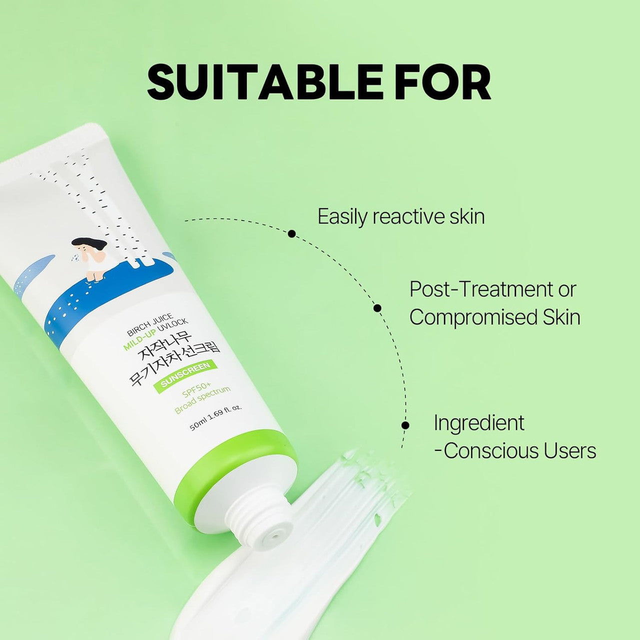 ROUND LAB Birch Juice Mild-up Sunscreen UV LOCK SPF 50+ (1.69 oz)