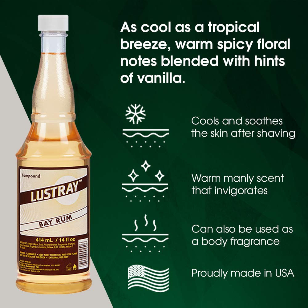 CLUBMAN Lustray Bay Rum Compound Cologne (14 oz)