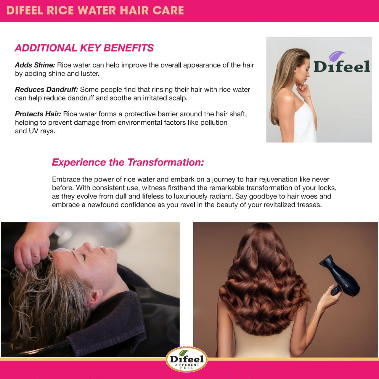 Difeel 99% Natural Premium Hair Oil - Rice Water (2.5 oz)