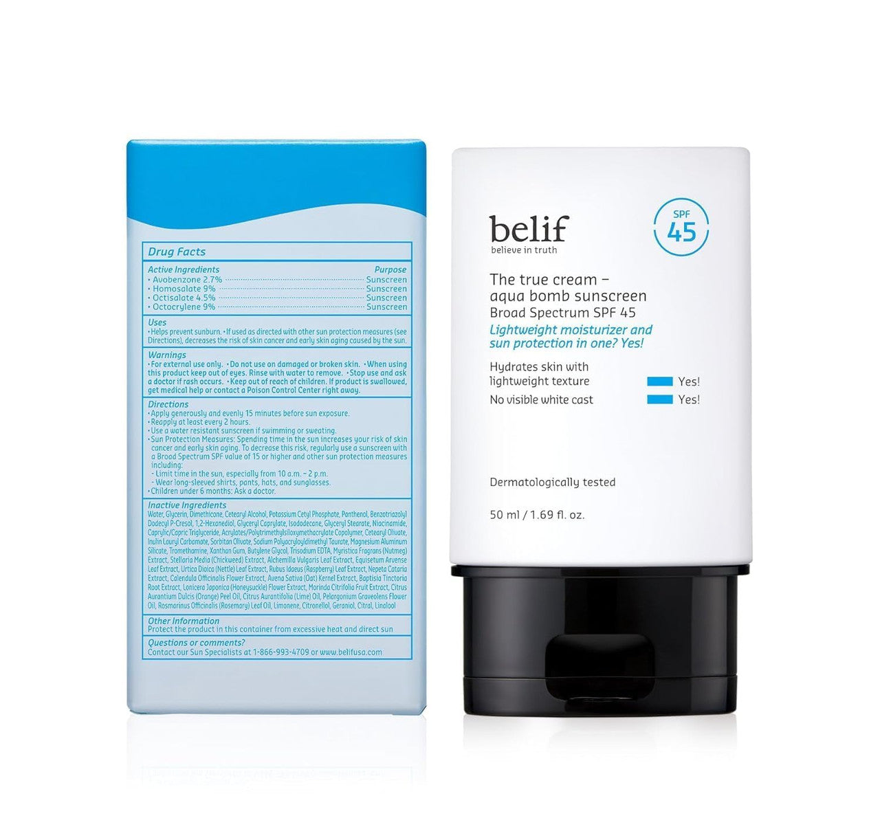 BELIF Aqua Bomb Hydrating Niacinamide Sunscreen SPF 45 (1.69oz)