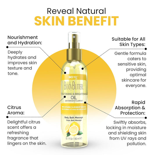 Biocare Skin Toning & Brightening Vitamin C Body Oil (6.1oz)