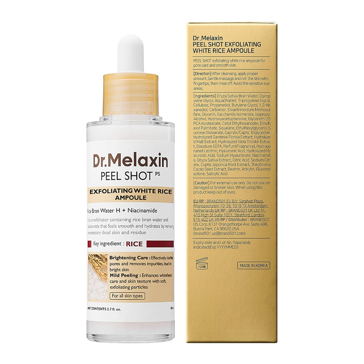 DR. MELAXIN Peel Shot Glow White Rice Peeling Ampoule (80ml)