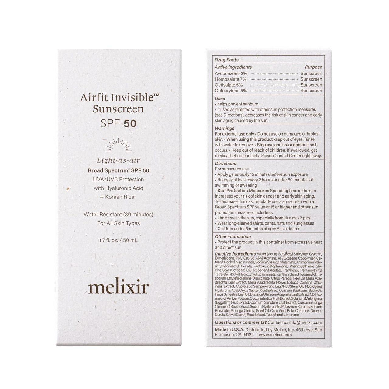 MELIXIR Airfit Invisible Sunscreen SPF 50 (1.7oz)