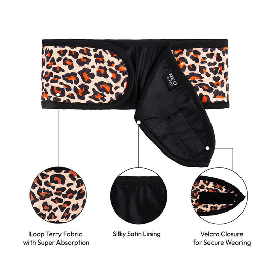 RED Velcro Spa Headband (Leopard)