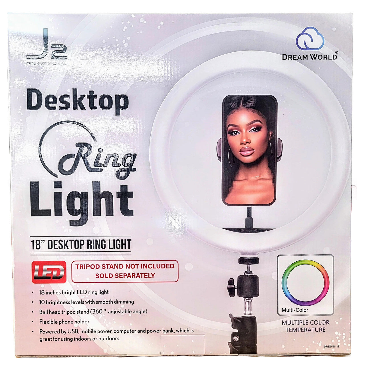 DREAM WORLD J2 18" Desktop Ring Light with Light Stand