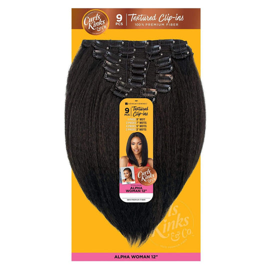 SENSATIONNEL Synthetic Curls Kinks N Co Textured Clip-In 9 PCS - ALPHA WOMAN 12"