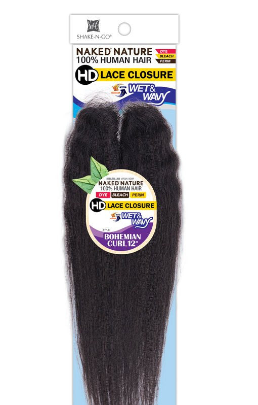 SHAKE N GO Naked Nature 100% Human Hair Closure 12" - Bohemian Curl