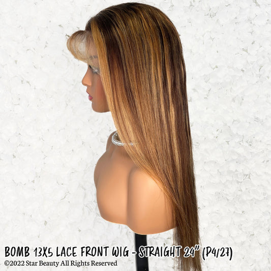 BOMB HAIR 100% Human Hair 13X5 Lace Frontal Wig - Straight 24"(P4/27)