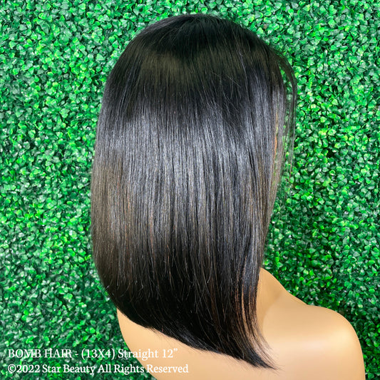 BOMB HAIR 100% Human Hair 13X4 Lace Frontal Wig - Straight (10"- 12")