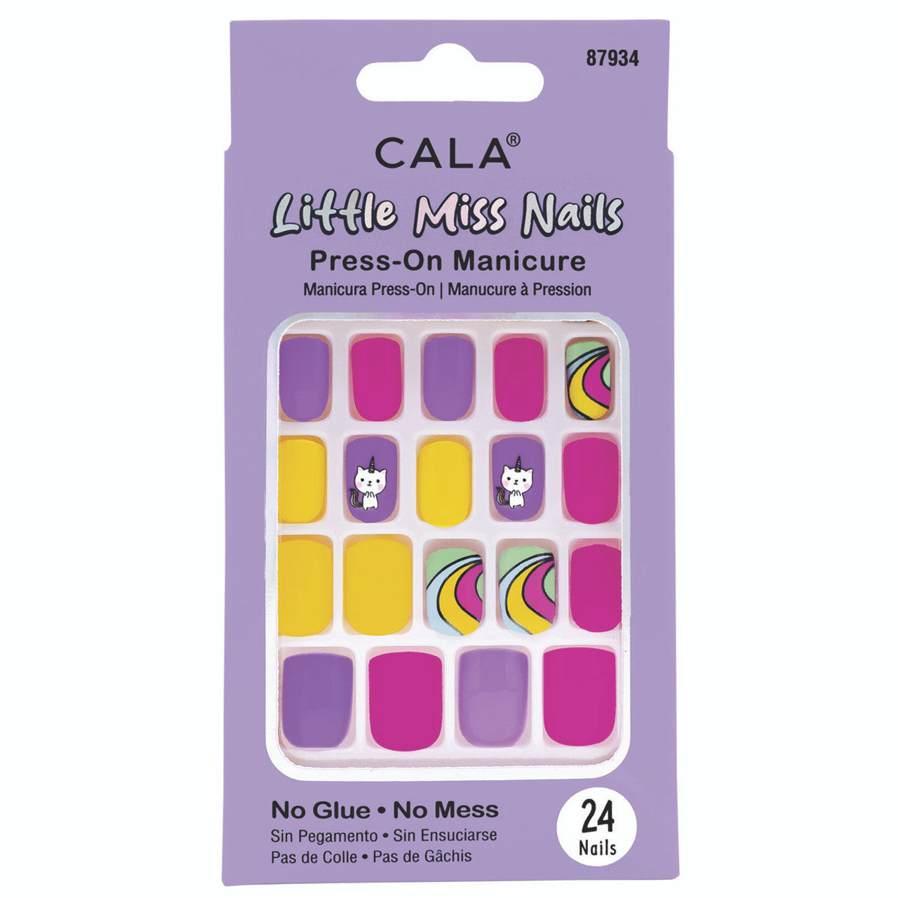 CALA Little Miss Nails Press-On Manicure - Purple/Yellow