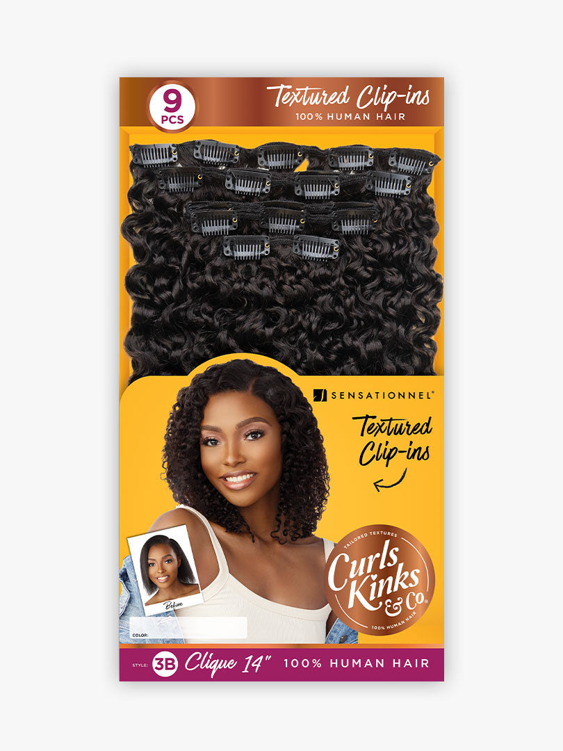 SENSATIONNEL 100% Human Hair Human Hair Clip-ins Curls Kinks & Co 3B Clique (14"-20")