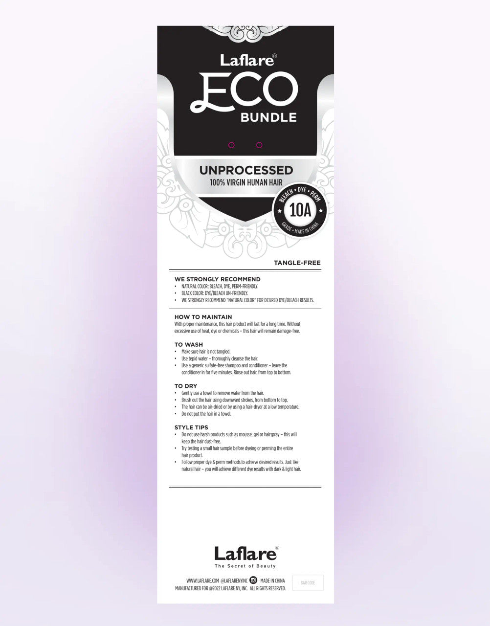 LA FLARE 100% Unprocessed Human Hair Eco Bundle - Straight (10"-22")