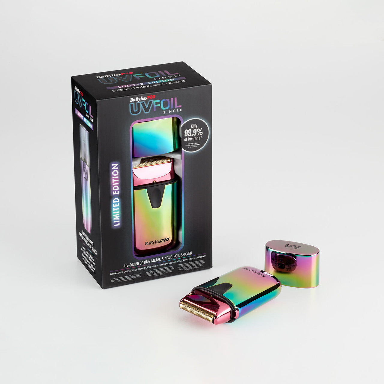 BaBylissPRO UVFOIL Iridescent UV-Disinfecting Metal Single-Foil Shaver