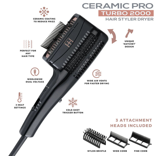 Annie Hot & Hotter Ceramic Pro Turbo 2000 Hair Styler Dryer