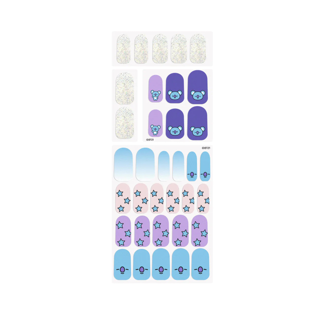 THE CREME SHOP BT21 KOYA Peri-Twinkle Gel Nail Strips (Set of 35)