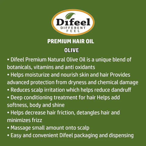 Difeel Premium Natural Hair Oil - Olive Oil (2.5 oz)