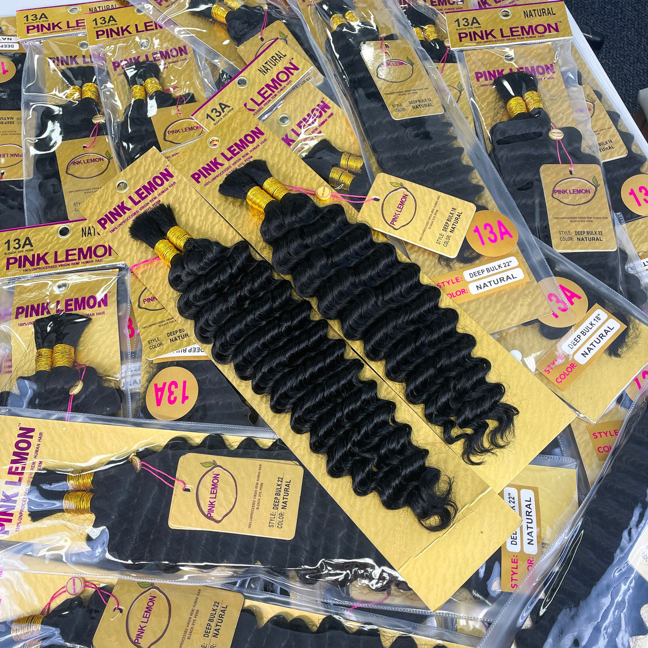 15A Pink Lemon 100% Unprocessed Human Hair Deep Bulk (18"- 22")