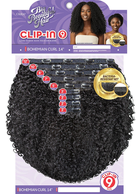 OUTRE Human Hair Premium Blend Big Beautiful Clip-In 9PCS - Bohemian Curl 14"