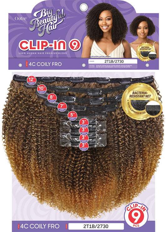 OUTRE Synthetic Big Beautiful Hair Clip In 9PCS - 4C Coily Fro 10"