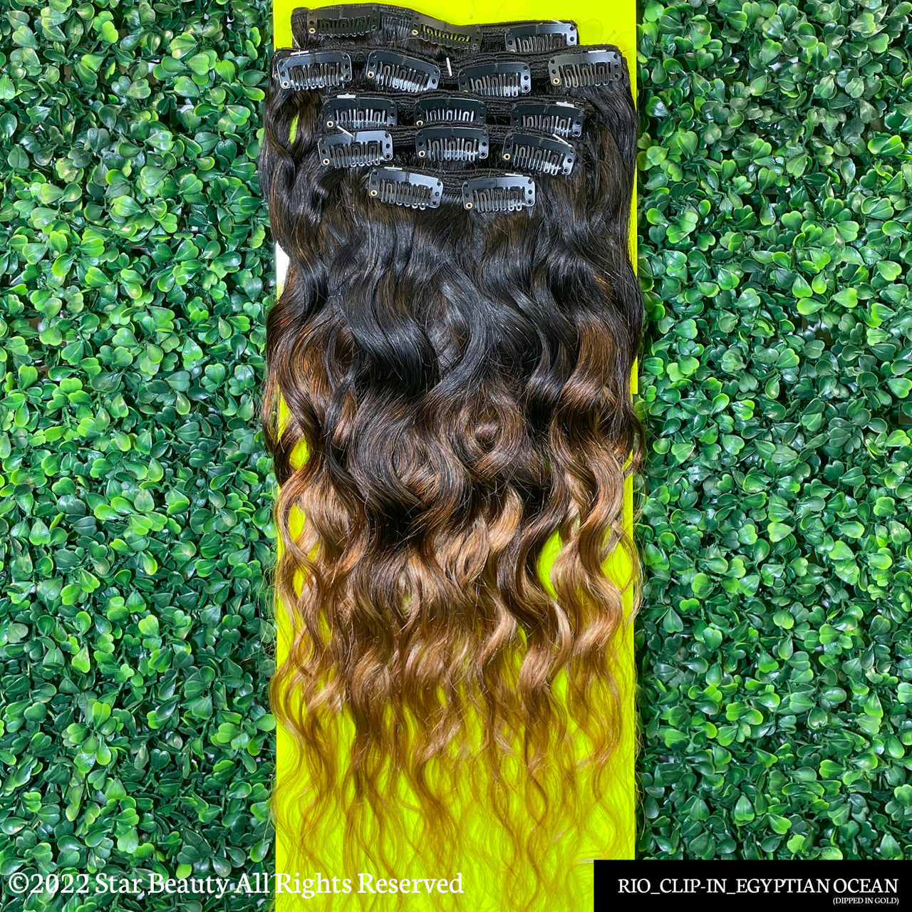 RIO 12A 100% Virgin Brazilian Remy Hair 9 Pcs Clip-In Extension 18" - Egyptian Wave (Dipped In Gold)
