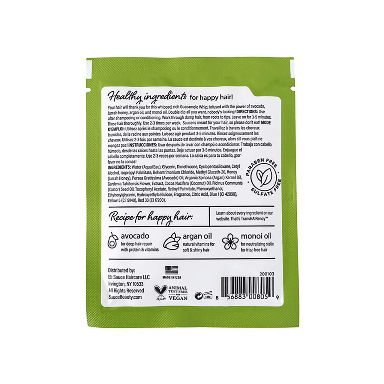 SAUCE BEAUTY Guacamole Whip Deep Moisture Hair Mask (1oz)