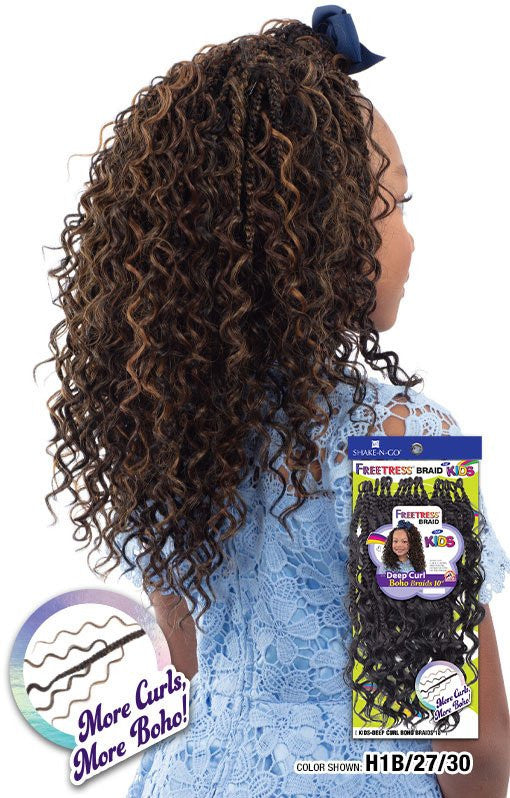 SHAKE N GO Synthetic Freetress Braid Kids Deep Curl Boho Braids 10"