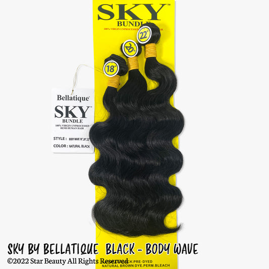 SKY By BELLATIQUE Black 100% Virgin Human Hair Multi Pack - Body Wave (10"- 30")