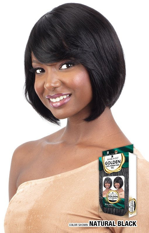 SHAKE N GO Golden 100% Human Hair Full Wig - MALINDA