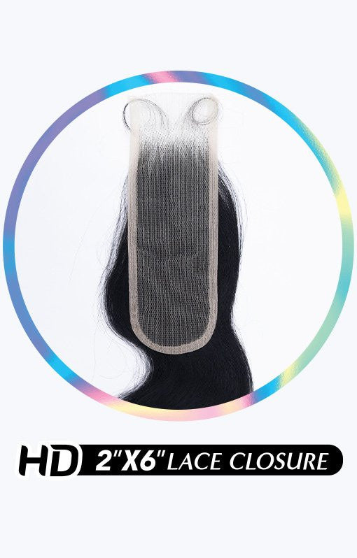 SHAKE N GO Glossy 100% Virgin Remy Hair 2x6 HD Lace Closure - Body Wave (12"-16")