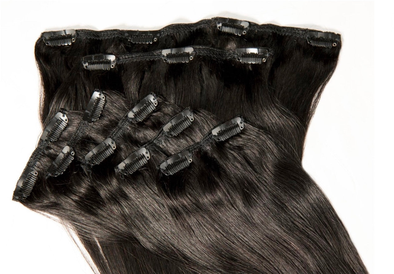 Black Diamond 100% Human Hair Extensions 7 Piece Clip-In