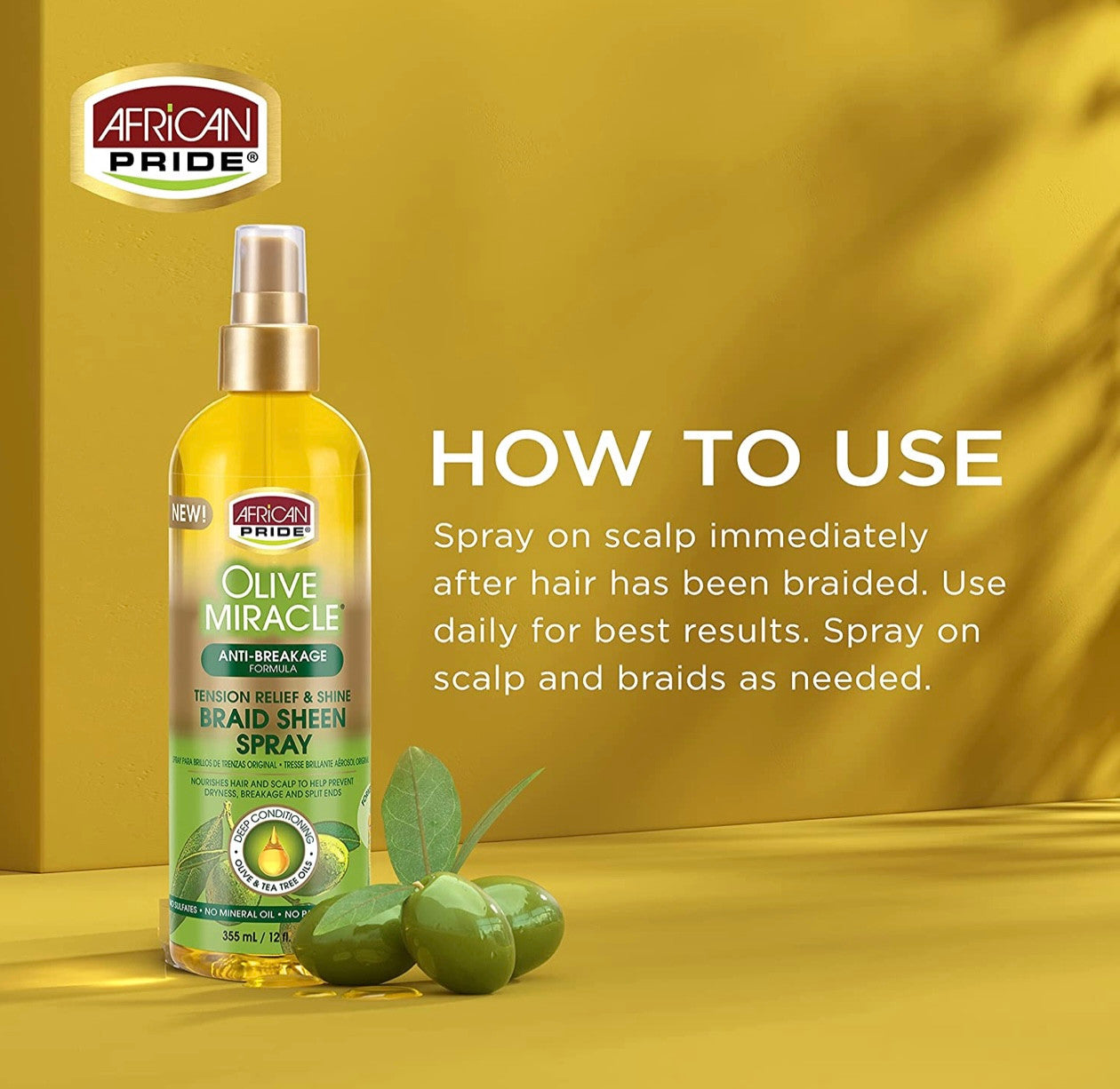 African Pride Olive Miracle Tension Relief & Shine Braid Sheen Spray