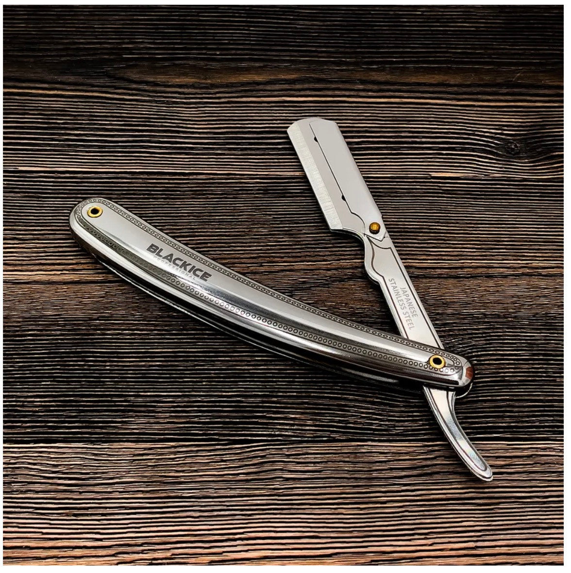 Black Ice Professional Straight Razor Silver