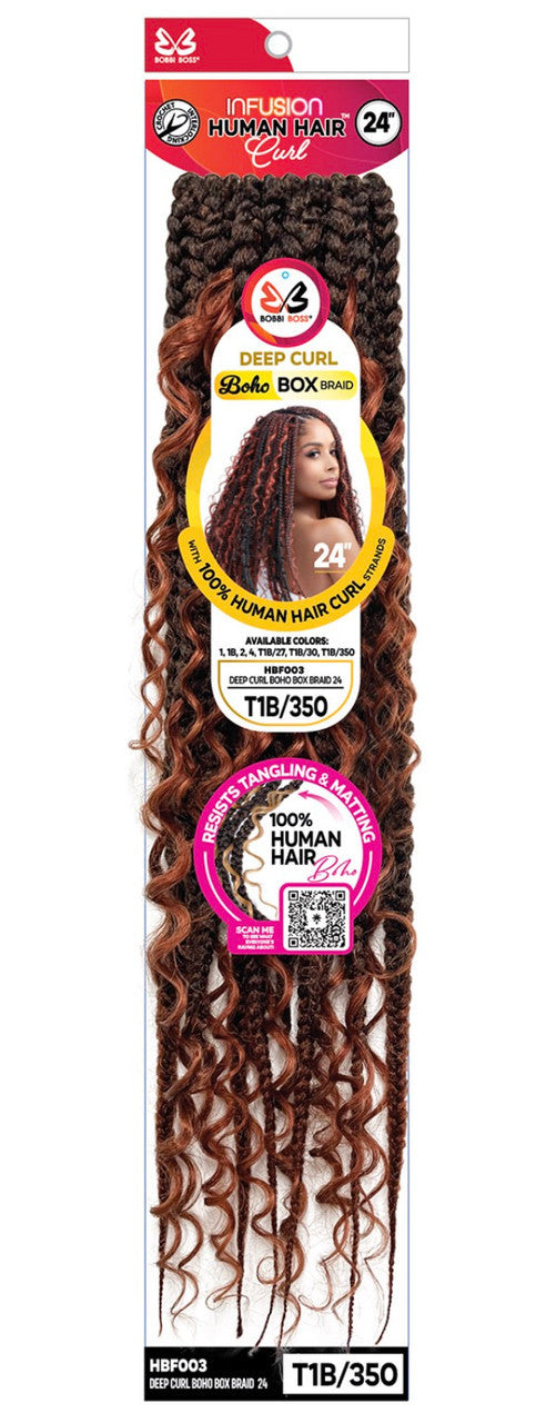 Bobbi Boss Human Hair Blend Crochet Braids - Deep Curl Boho Box Braid 24"