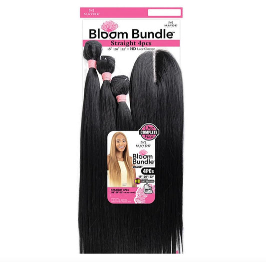 Mayde Beauty Synthetic Bloom Bundle Weave - Straight 4PCS (18"20"22"+ Closure)