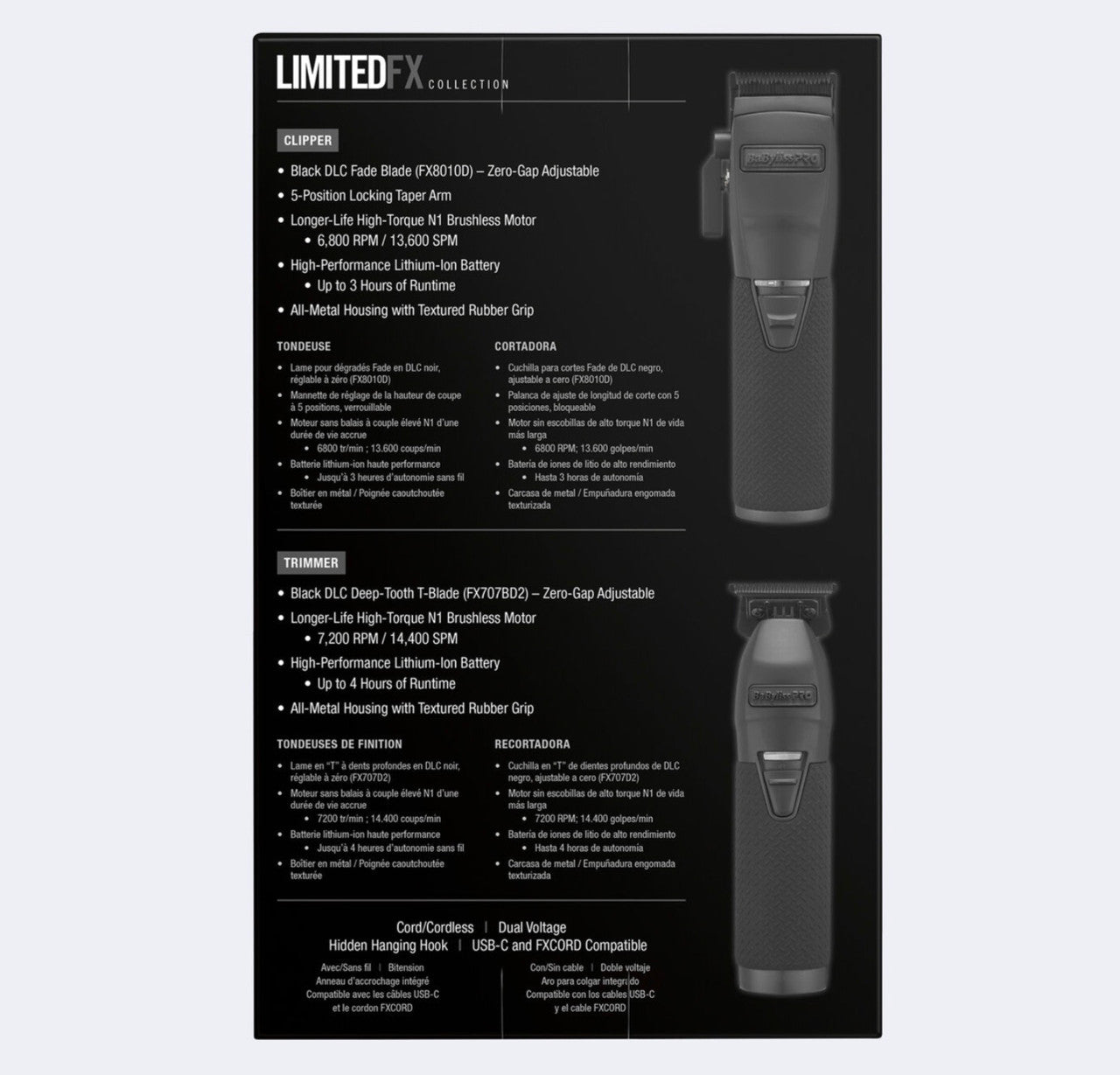 BaBylissPRO LimitedFX Black Trimmer & Clipper Gift Set