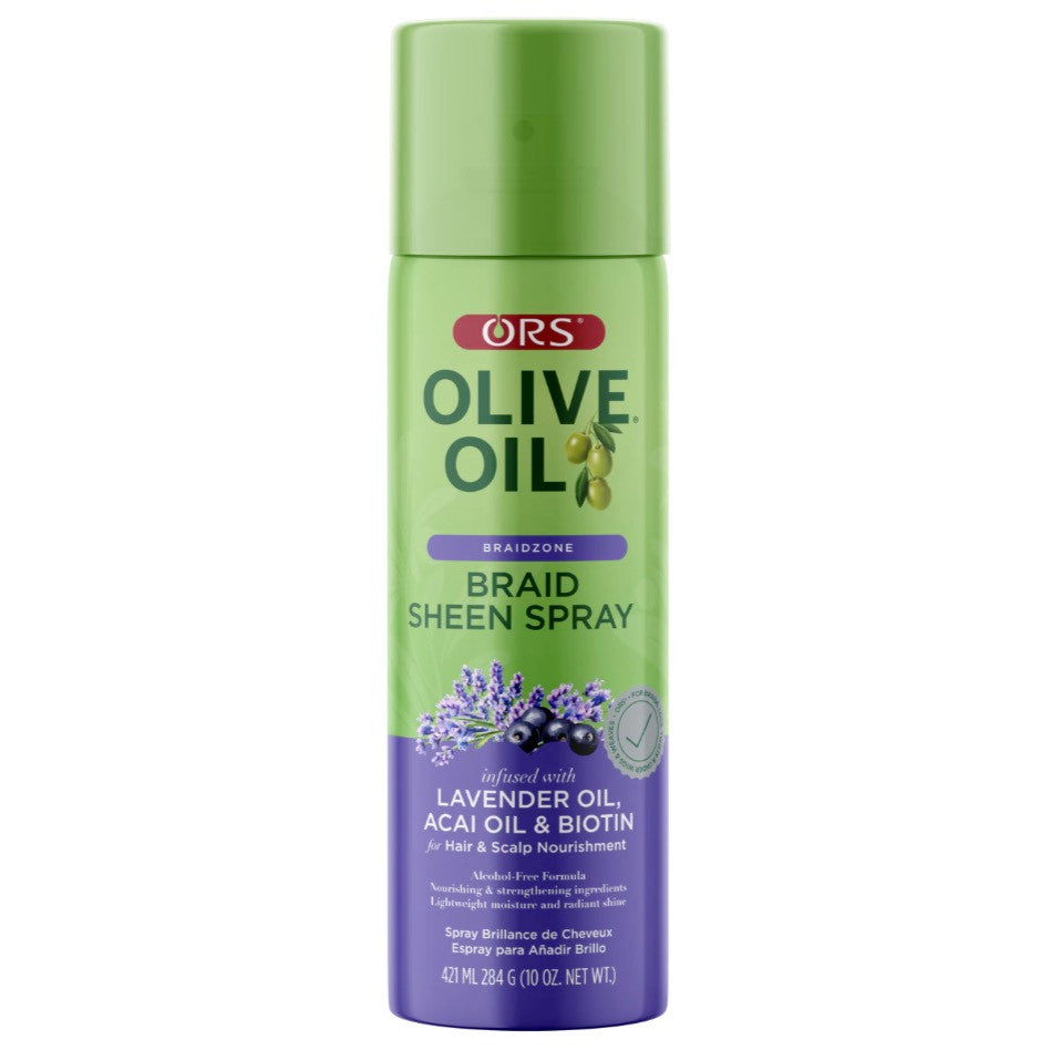 ORS Olive Oil Braidzone Sheen Spray Infused with Lavender, Acai Oil & Biotin (10 oz)