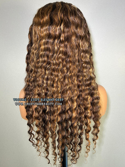 VOSSMI 100% Unprocessed Human Hair Wet & Wavy 13X5 Lace Wig - Deep Wave (16"-28") #P42730