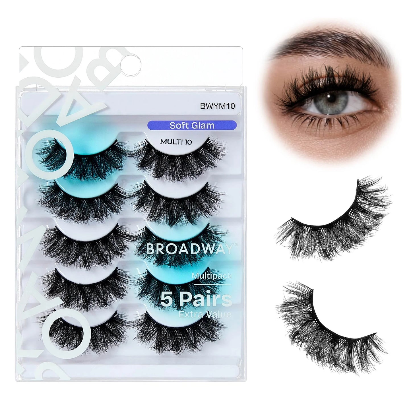 KISS Broadway Faux Mink Wispy Volume 5D Lashes 5 Pair Multipack - Variant BWYM 10