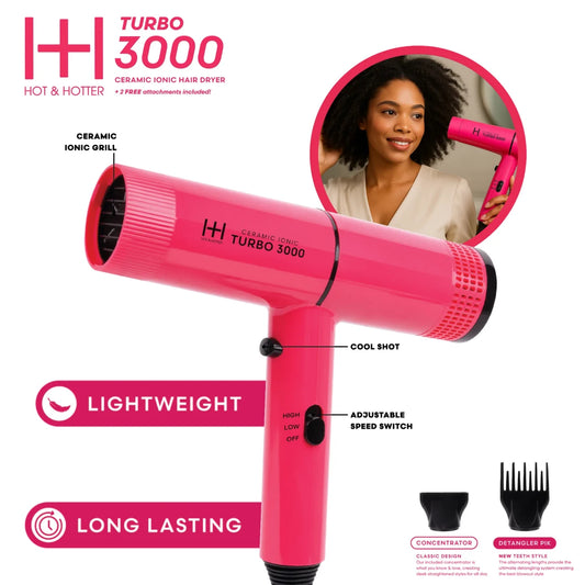 Annie Hot & Hotter Ceramic Turbo 3000 Hair Dryer (PINK) - product image 2